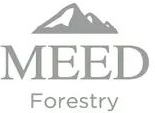 Logo for MEED Forestry featuring a stylized mountain icon above the word "MEED" and the text "Forestry" in grey.