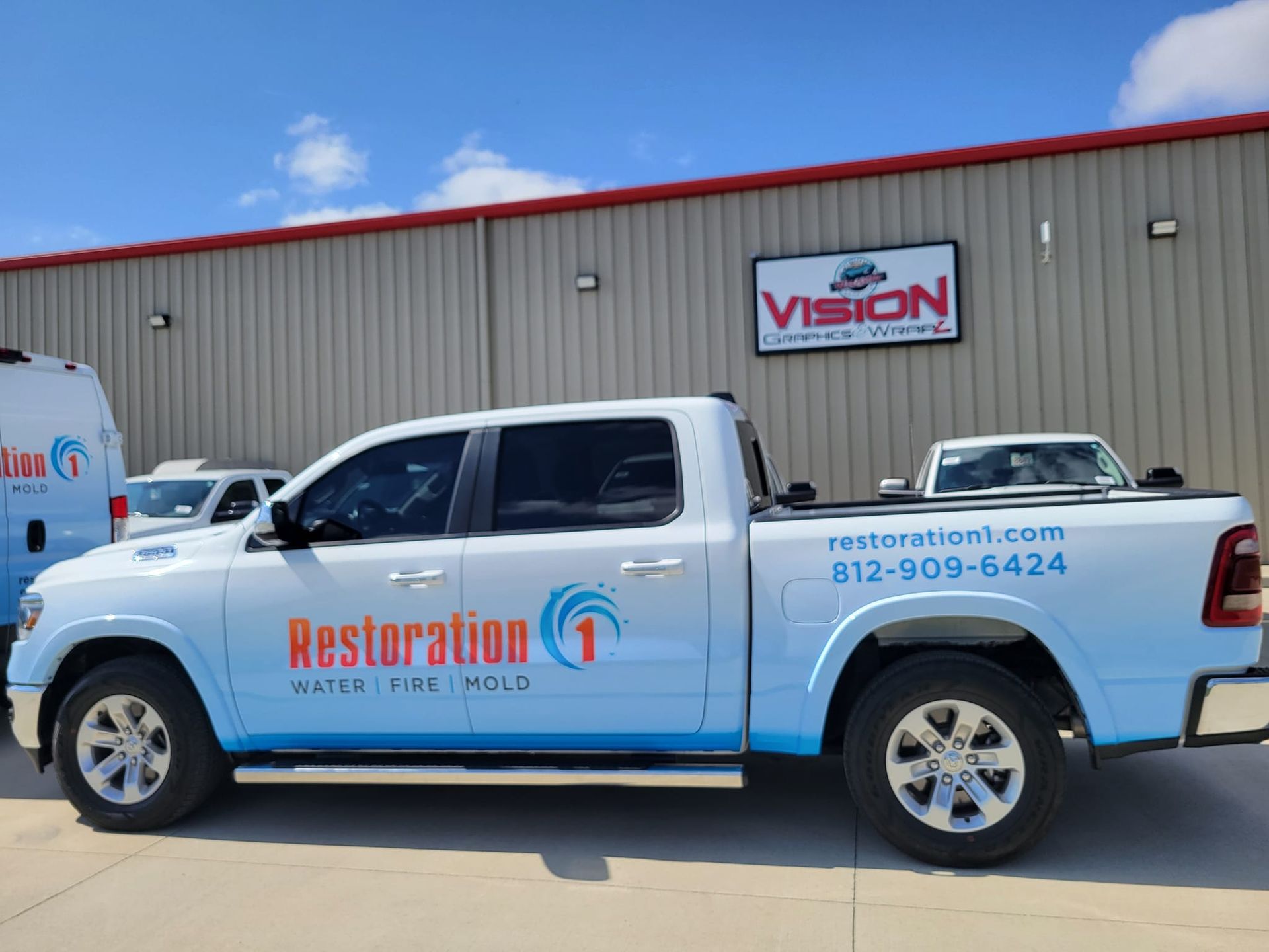 A white pickup truck with 