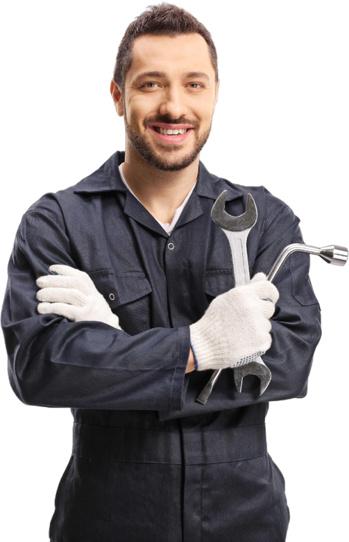 Auto mechanic smiling