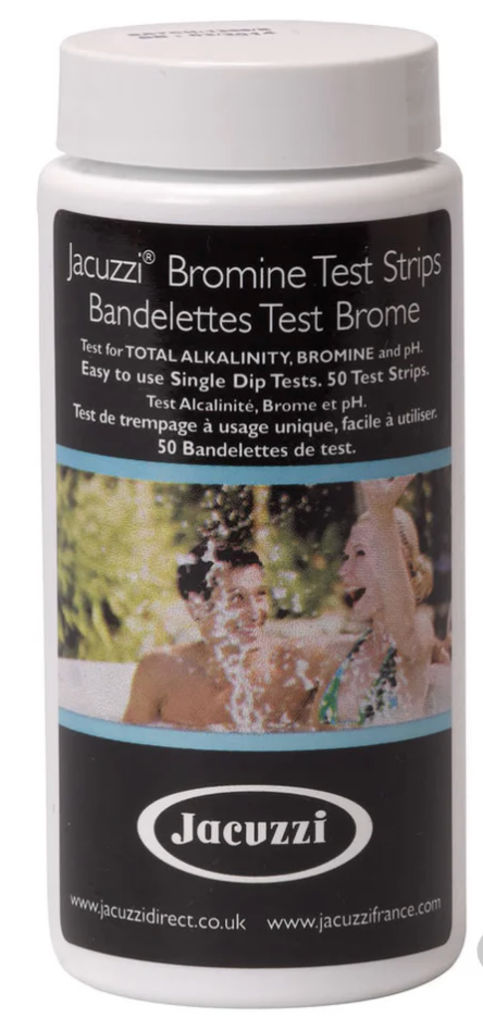 Flacon de bandelettes de test au brome pour jacuzzi. Contient 50 bandelettes. Le flacon.
