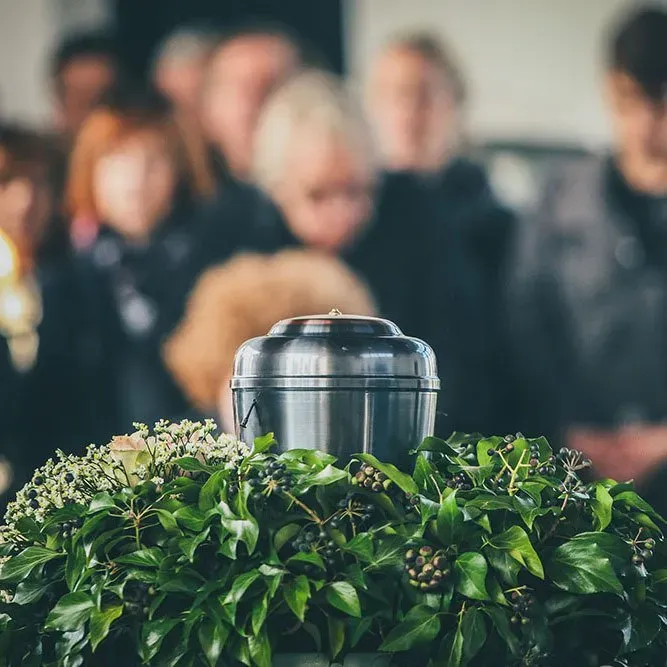 An urn for a funeral service
