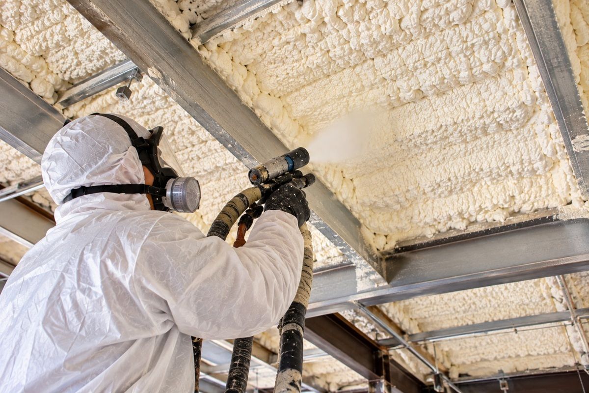 Spray foam applied to commercial roof deck in Copperas Cove TX