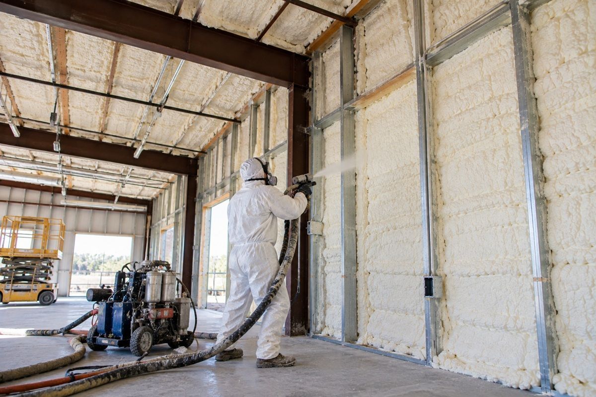 Commercial spray foam insulation applied to wall framing in Copperas Cove TX
