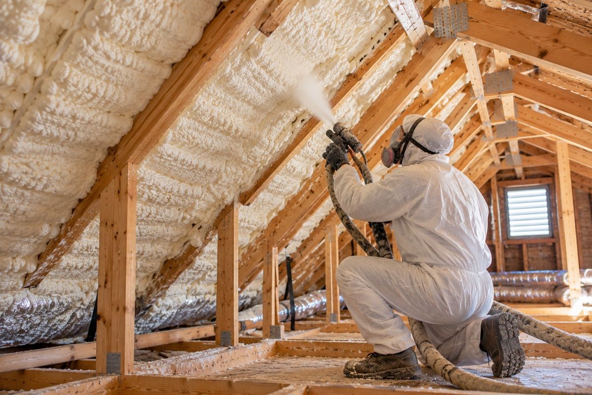 Spray foam insulation applied to attic roof deck in Copperas Cove TX
