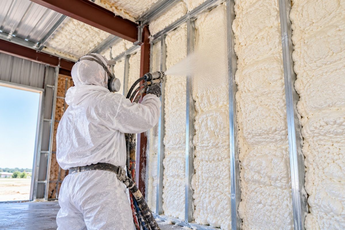 Closed cell spray foam applied between metal framing in Killeen TX
