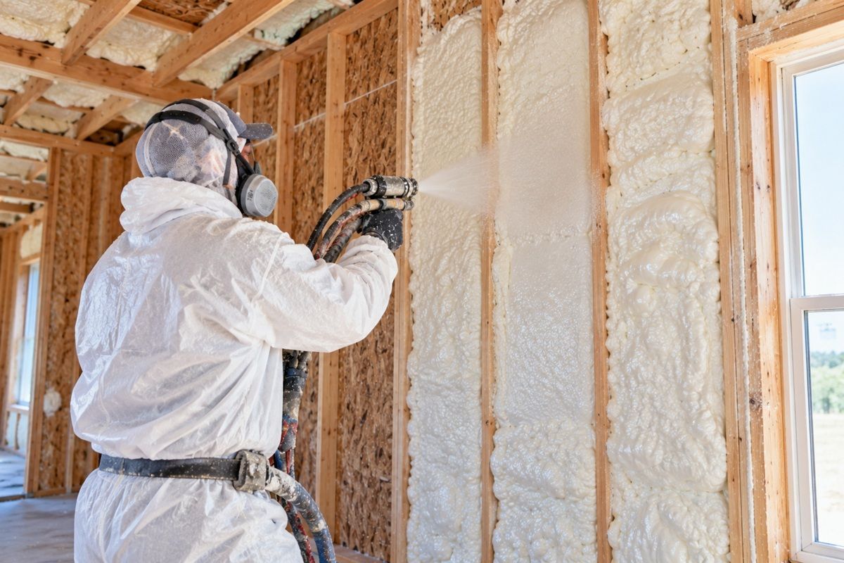 Closed cell spray foam applied to wall framing in Killeen TX

