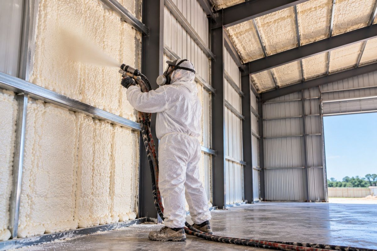 Metal building spray foam insulation project in Killeen TX