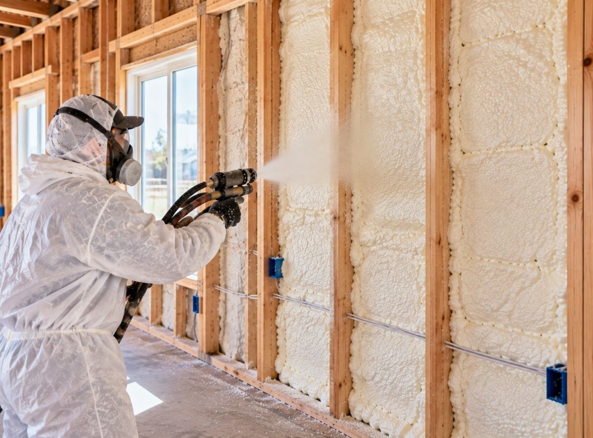 Open cell spray foam wall insulation installation in Killeen TX