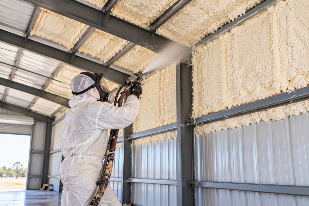Metal building spray foam insulation project in Killeen TX