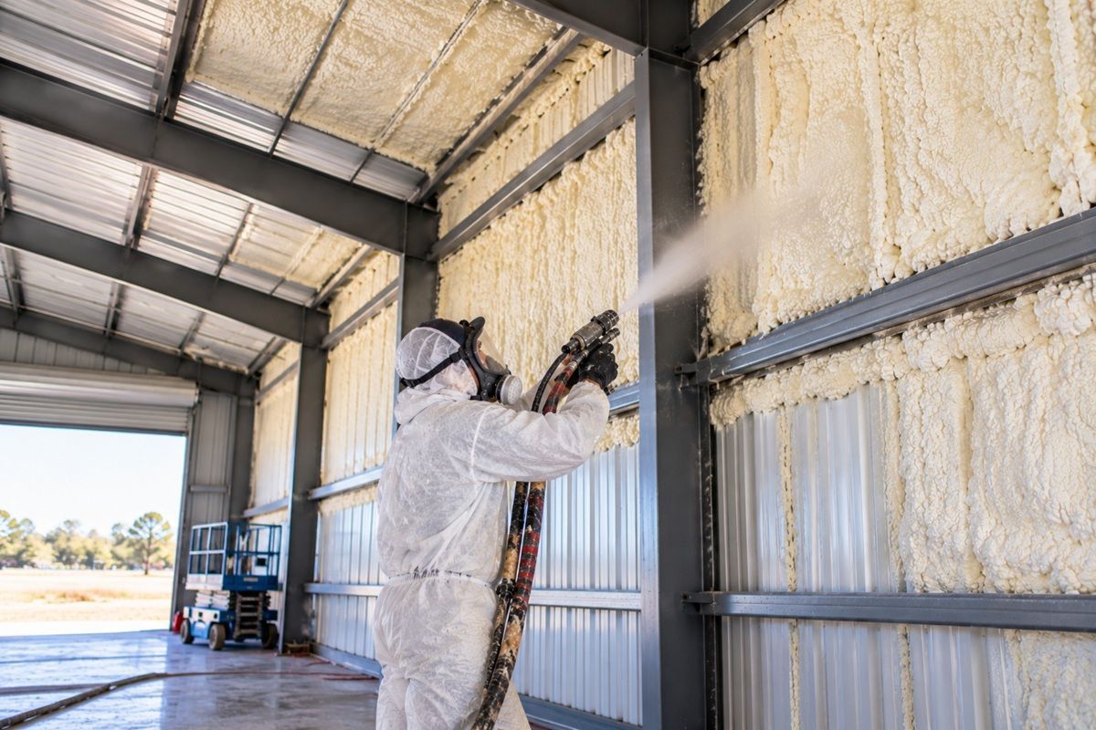 Recent metal building spray foam insulation project in Killeen TX