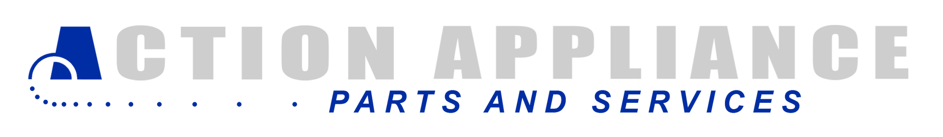 A blue and white logo for action appliance parts and services