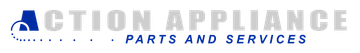 A blue and white logo for action appliance parts and services
