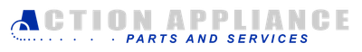 A blue and white logo for action appliance parts and services