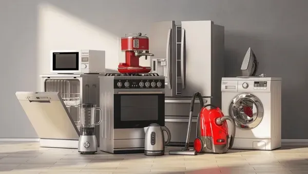 There are many different types of appliances in the kitchen.