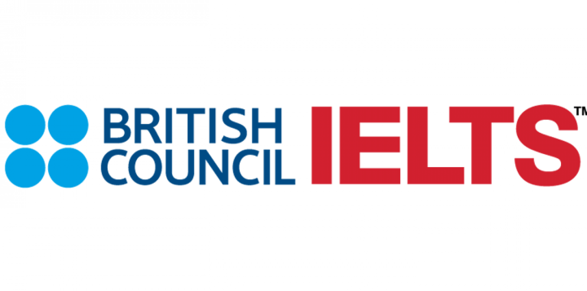 Logo du British Council IELTS, couleurs bleu et rouge.