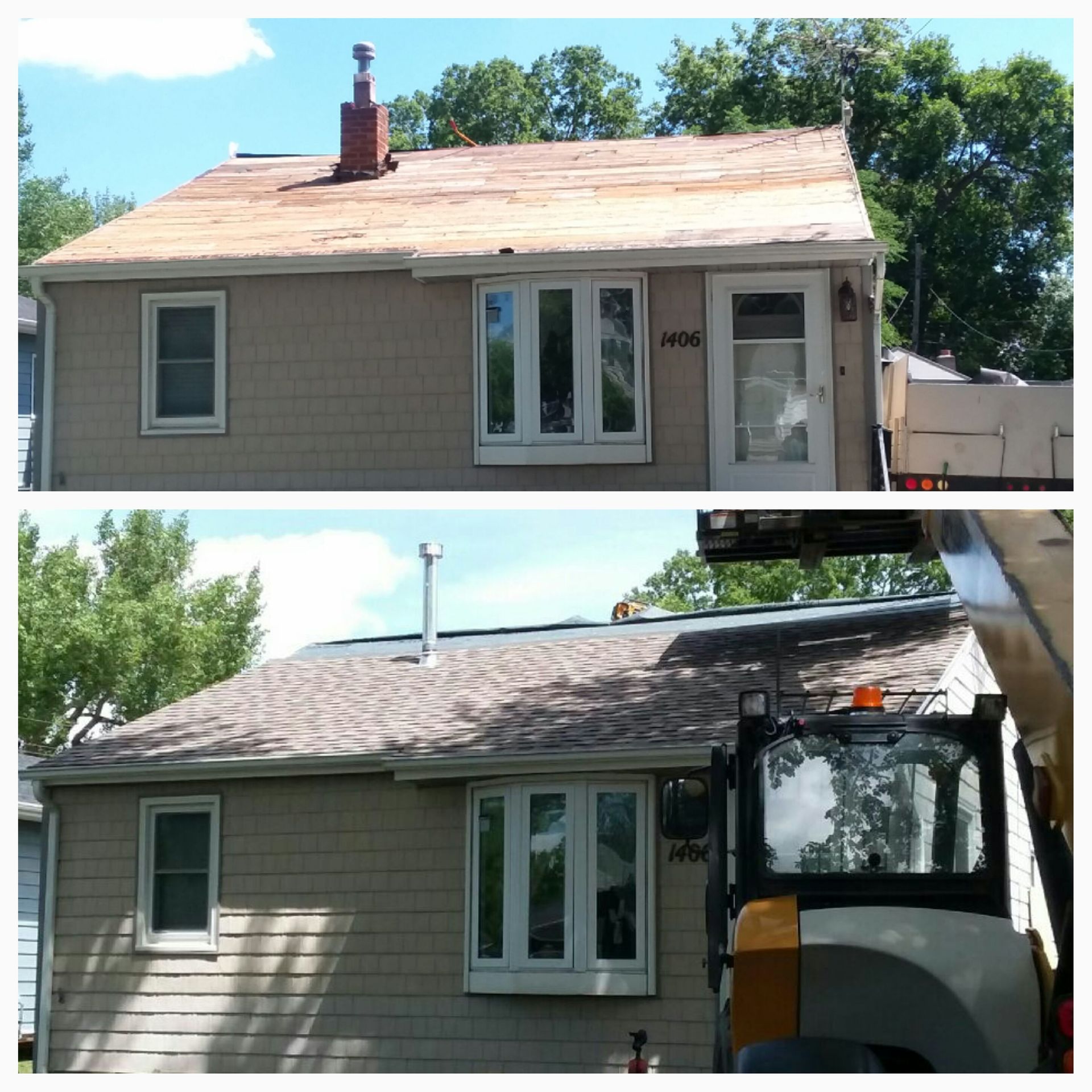 Roof Chimney Removed and Northgate Weathered Wood Colored Shingles Installed in Valley City, ND