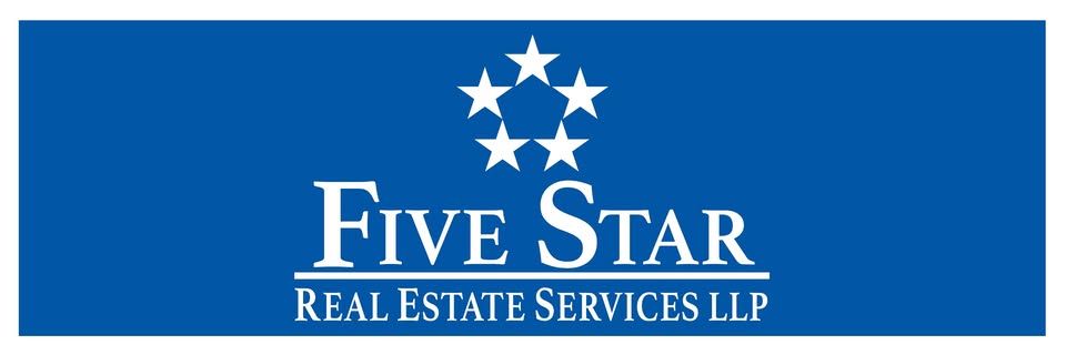 Five Star Real Estate Services LLP logo on blue background with white stars and text