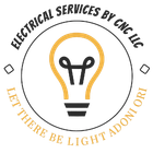 Logo for CNC LLC Electrical Services: lightbulb graphic inside a circle; text "Electrical Services by CNC LLC".