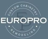 EUROPRO custom cabinetry and remodeling logo in white on a slate blue background