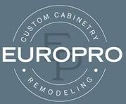 EUROPRO custom cabinetry and remodeling logo in white on a slate blue background