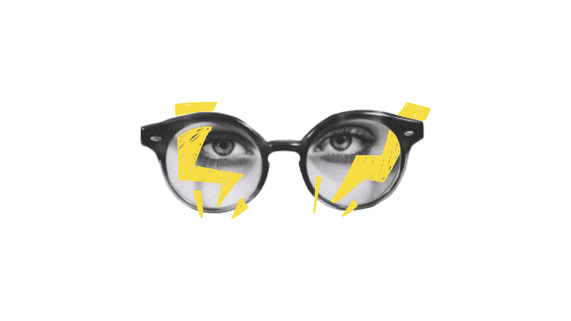 ein Paar Brille mit einem Blitz in den Gläsern