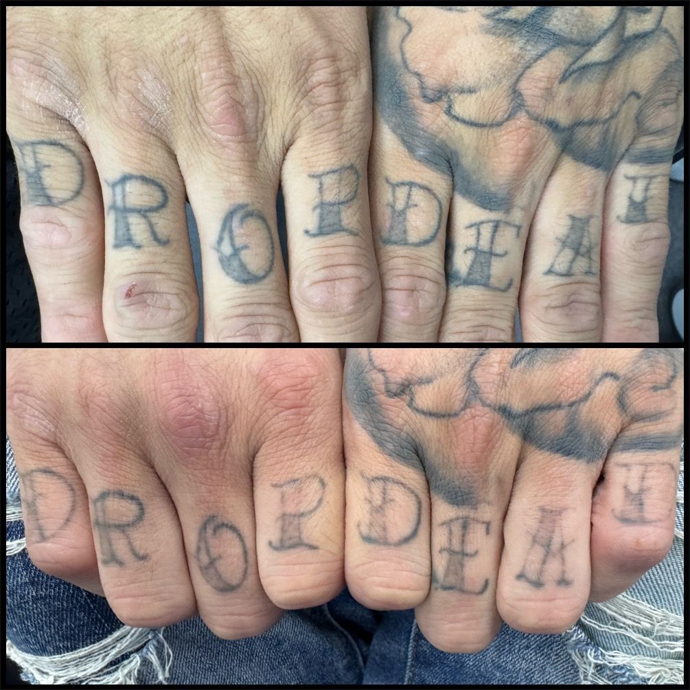 A person has a tattoo of a clown on their arm
