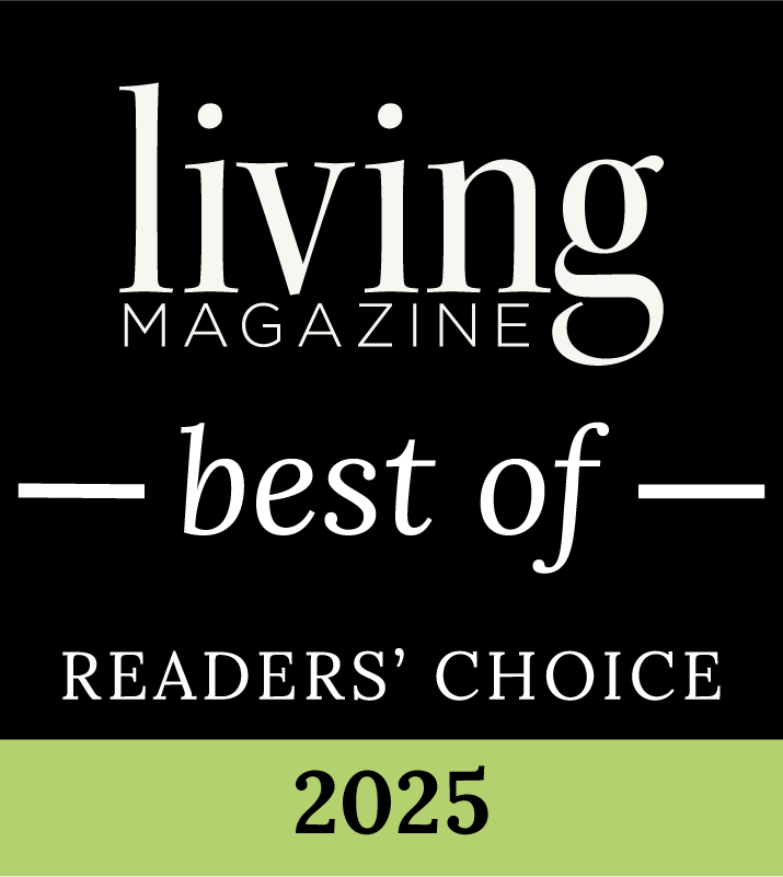 Living Magazine Best of Readers' Choice 2025 logo on black with green accent bar