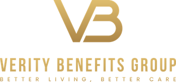 Verity Benefits Group logo with gold VB monogram and text on a white background