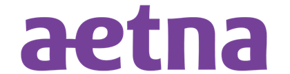 Aetna logo in purple lowercase lettering on a white background