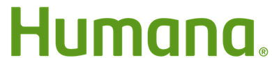 Humana logo in green text with a small multicolor arc above the last letters