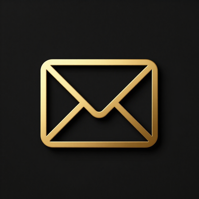 Gold envelope icon on a dark background, representing email or messaging.