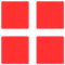 Four red squares arranged in a 2x2 grid pattern with white spacing between them.