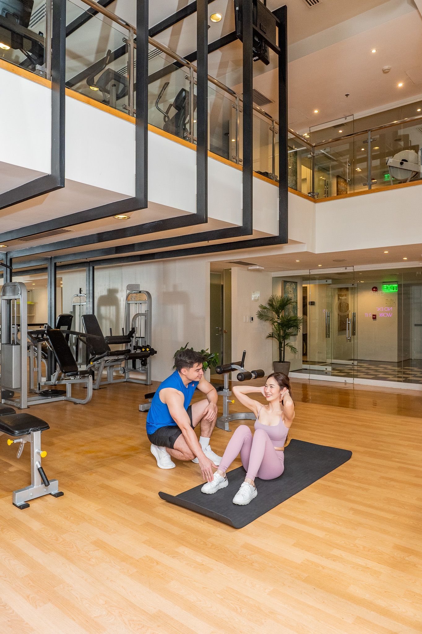 Modern fitness center at Picasso Makati boutique hotel 