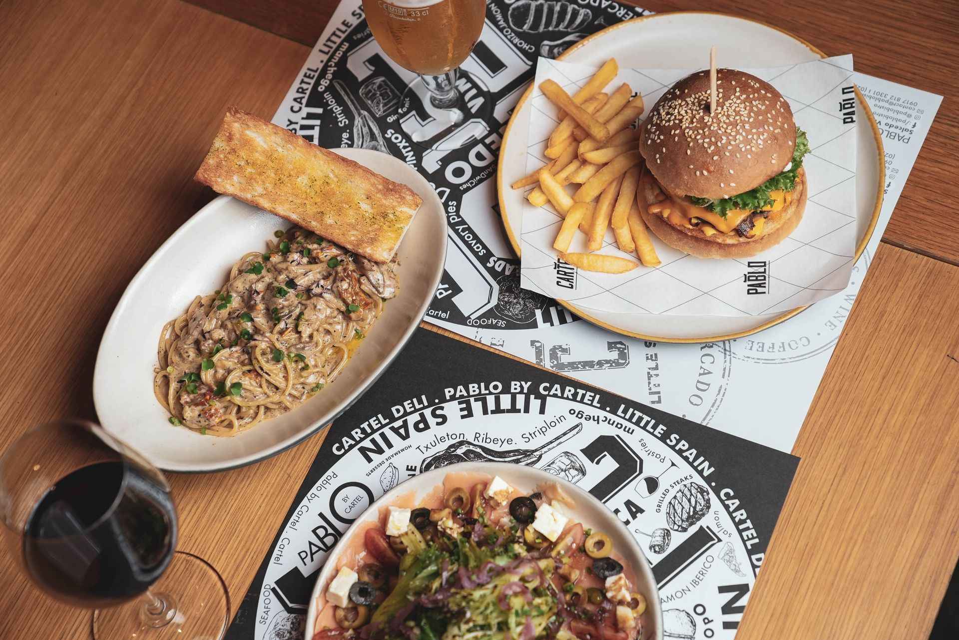 In-room dining spread from Pablo Bistro and Cartel Deli at The Picasso, Makati