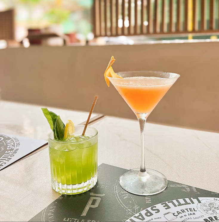 Cocktails served via in-room dining at The Picasso, Salcedo Village Makati