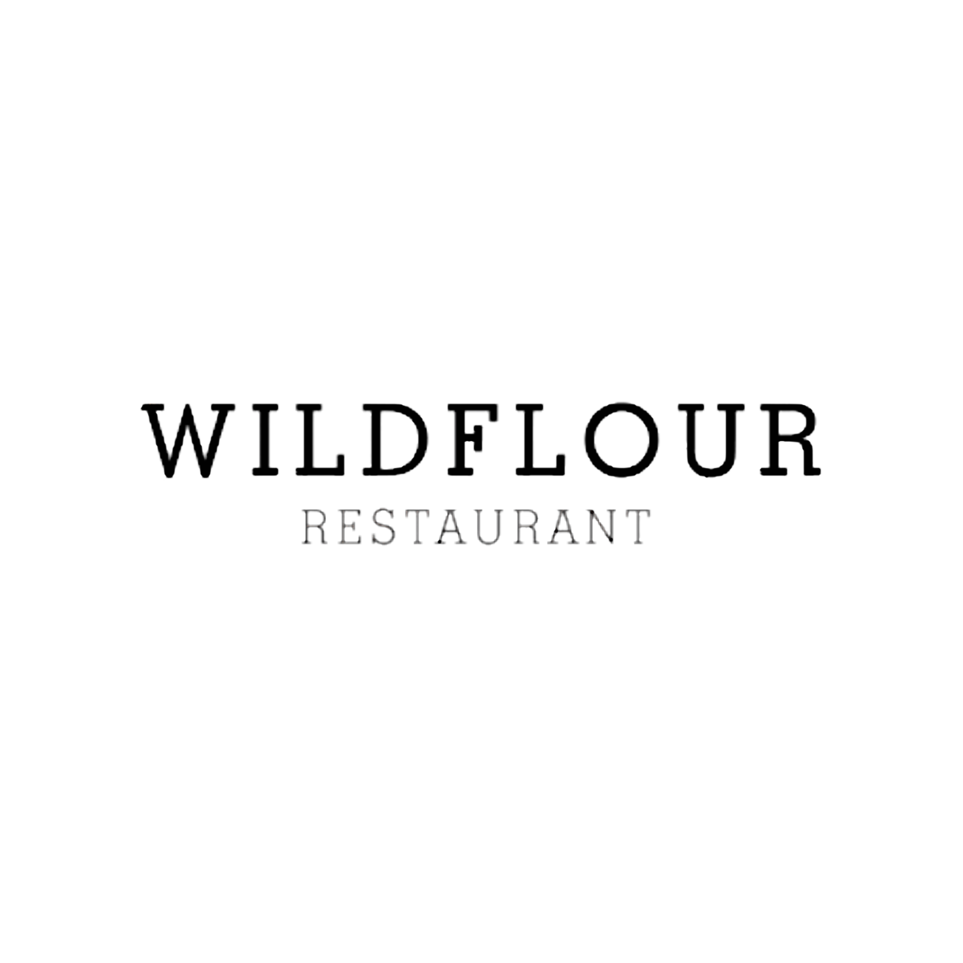 WILDFLOUR RESTAURANT logo in black serif text on a white background