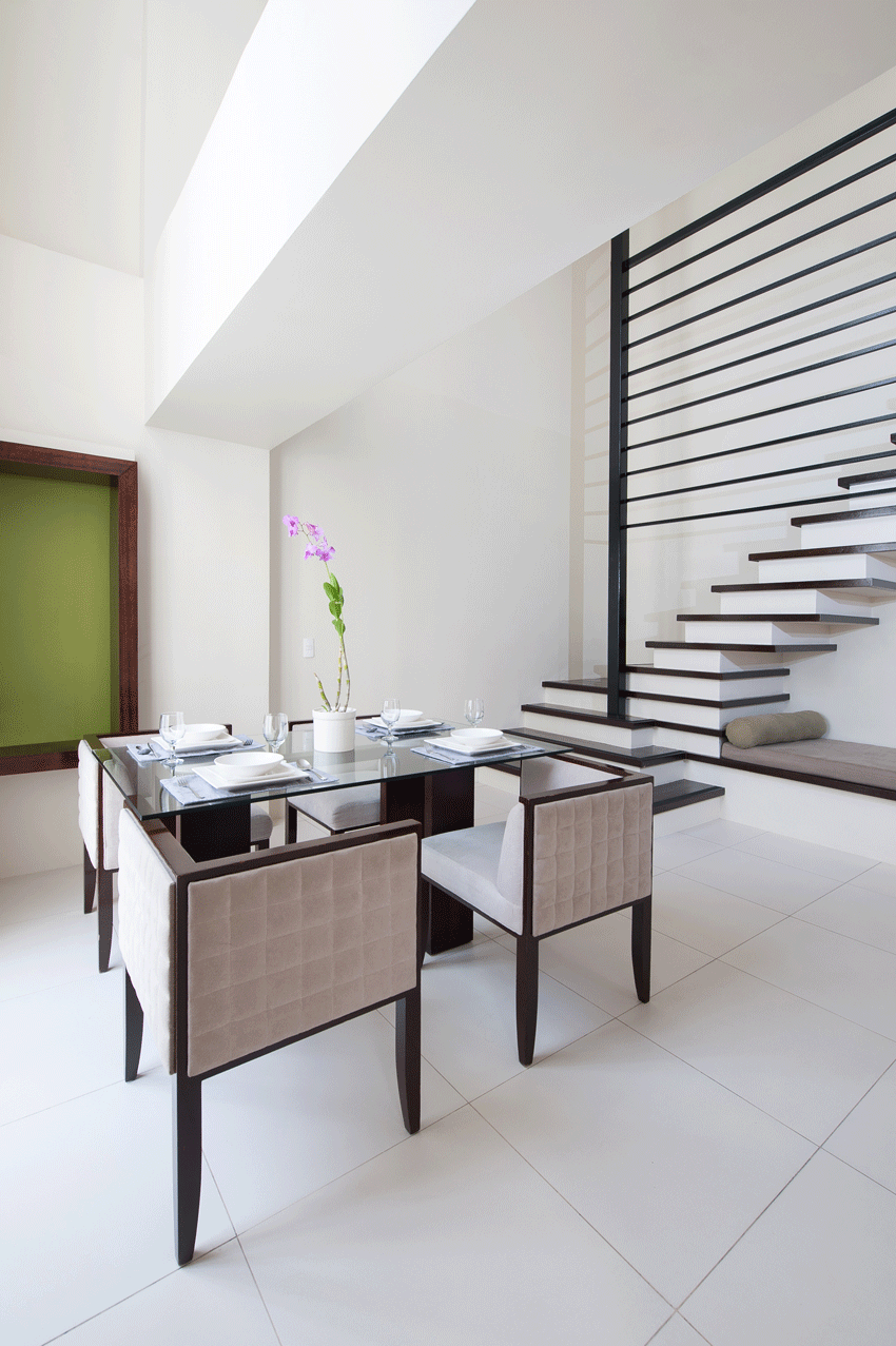 Modern dining space with minimalist design in boutique serviced residences Makati.