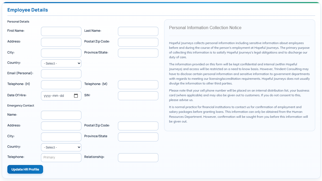 Employee Details and Compliance Notice