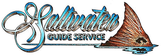 A logo for a fishing guide service with a picture of a fish on it.