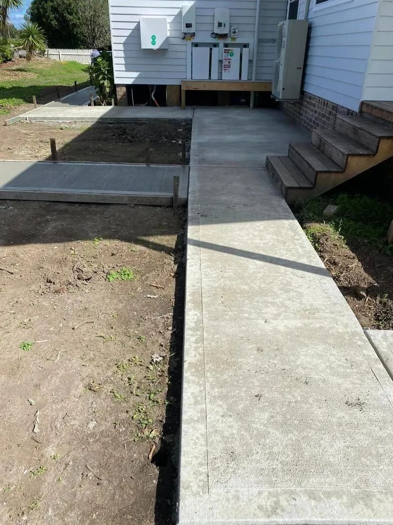 Concrete Accessibility Ramp Beside House Steps Leading to Hvac Units — BJ's Concreting in Callala Bay, NSW