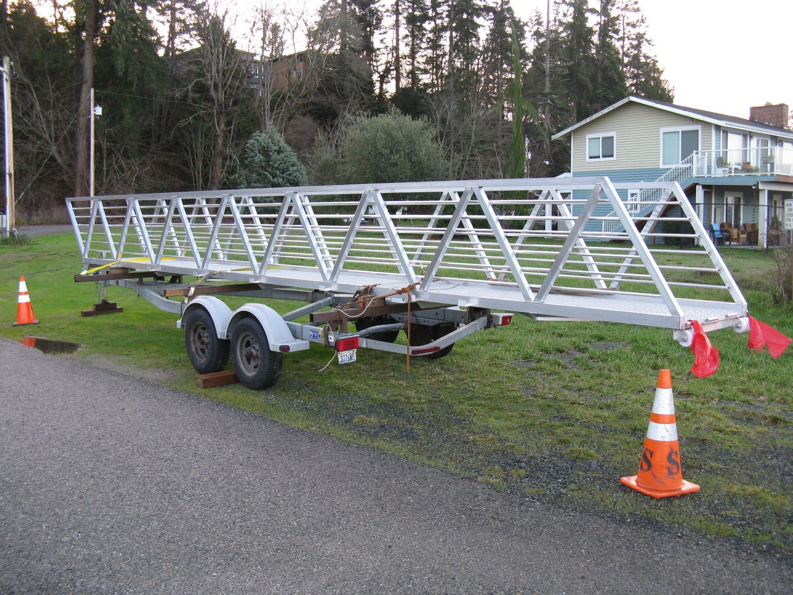 Aluminum gangway at low tide on Puget Sound