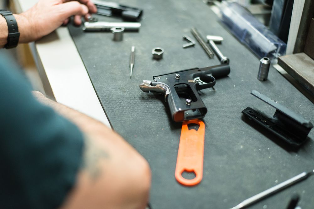 gun parts on a table