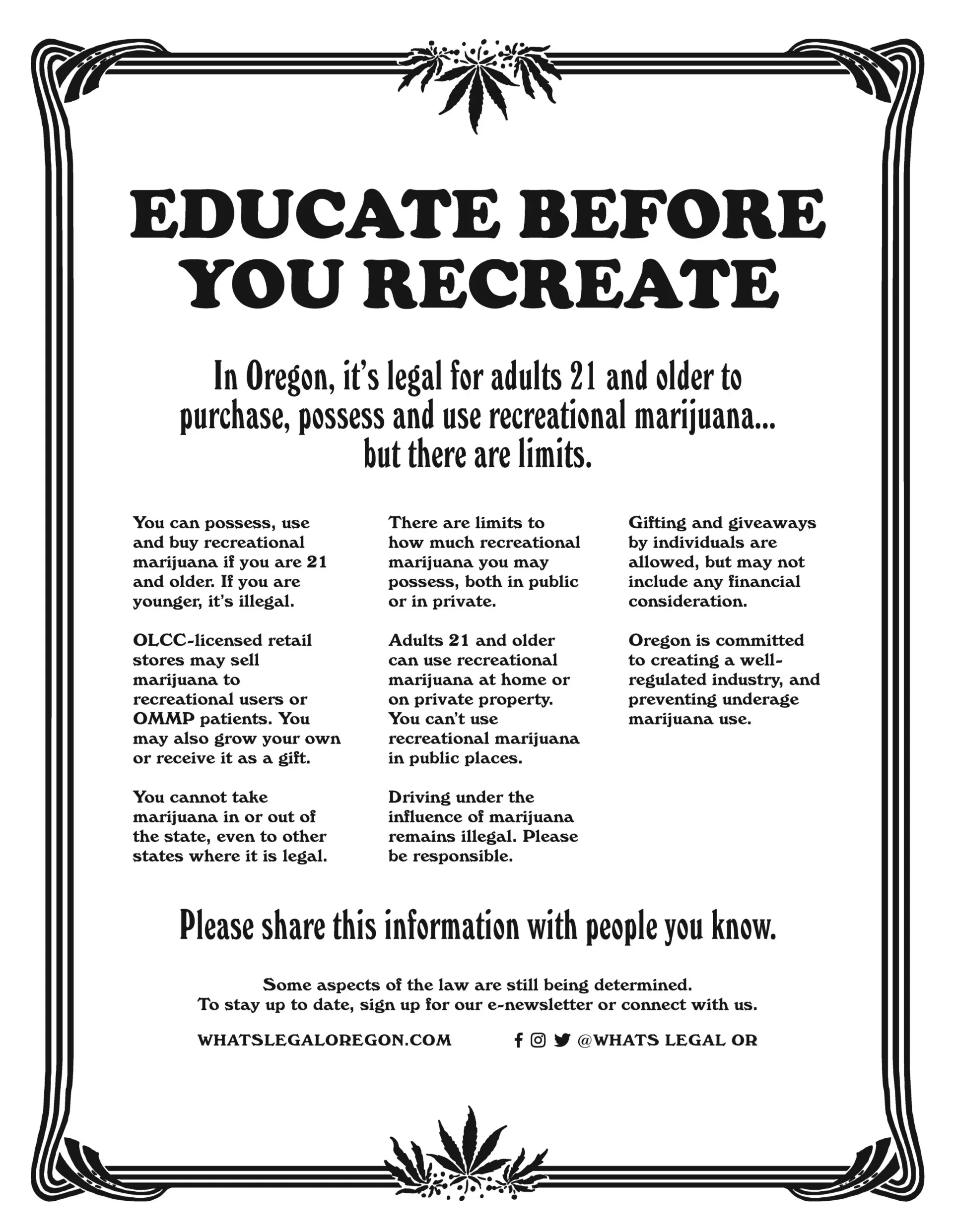 Black-and-white poster reading “EDUCATE BEFORE YOU RECREATE” with safety tips for outdoor recreation.