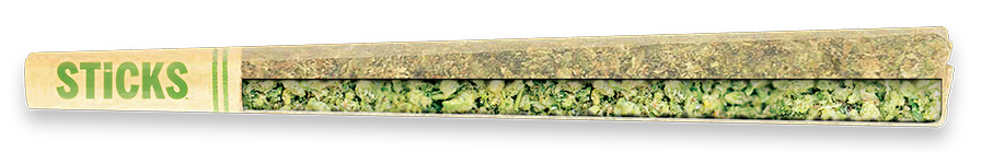 joint split open with cannabis coming out
