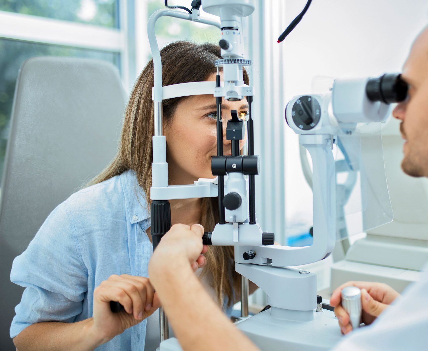 Doctor Examining Patient Eye — Evesham, NJ — Tristate Eyecare
