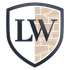 Shield logo with gold border, split; gold