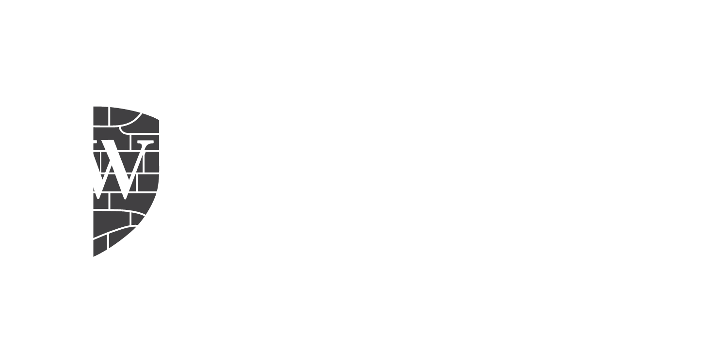Logo with a shield design with the letter 