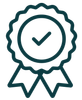 Badge with a checkmark, symbolizing quality and approval.