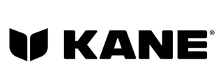 KANE logo in black with a stylized open-book icon on a white background