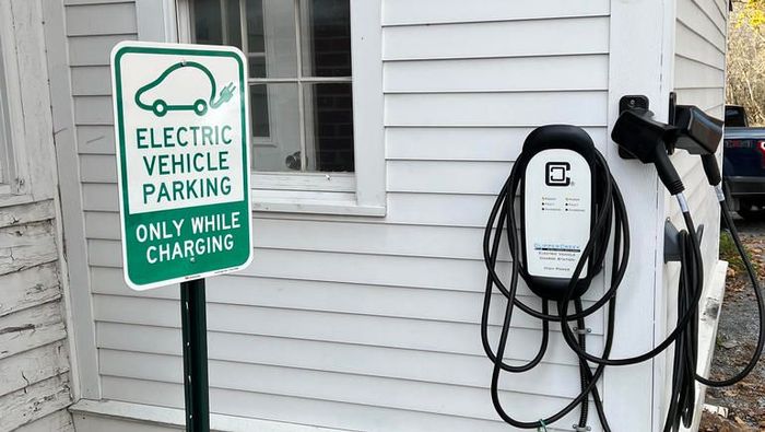 An electric vehicle charging station 